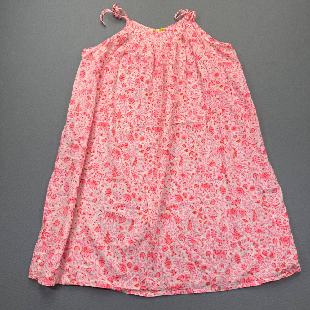 Roberta Roller Rabbit for crewcuts Girls Pink Cotton Elephant Print Dress Sz 12